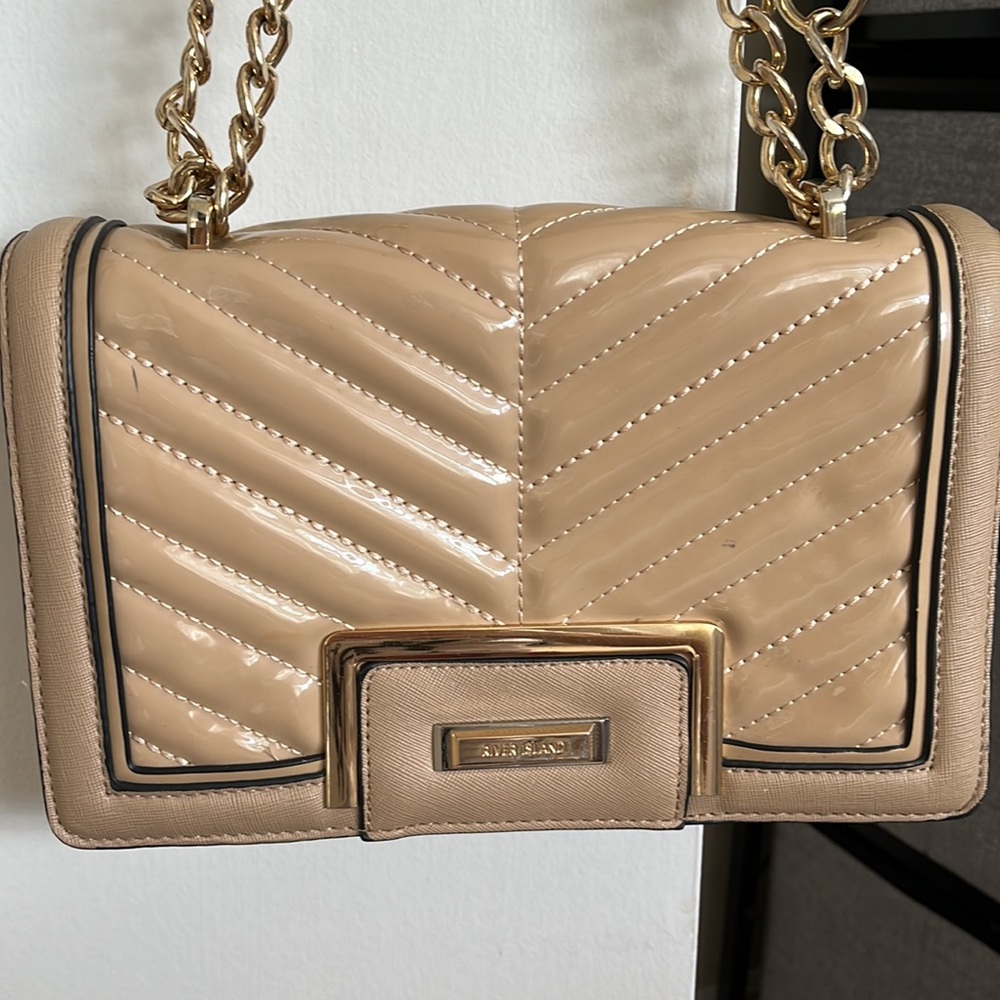 River Island Nude Gold Patent Leather Purse Bag